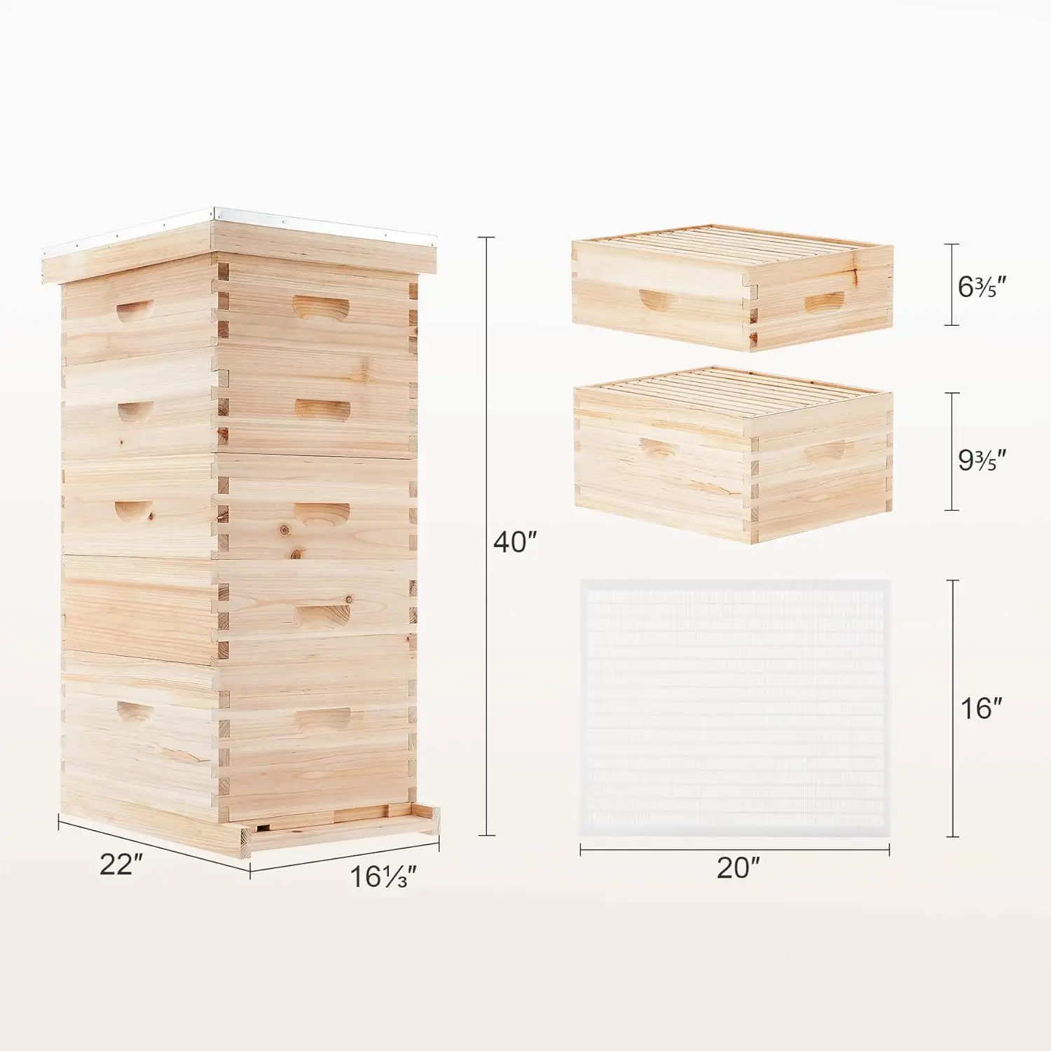 Wholesale 5 Layer Wooden Bee Hive Polished Langstroth Beehive for 4 Super & 1 Deep Box
