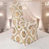 Metallic Gold Printing on White Spandex Chair Cover