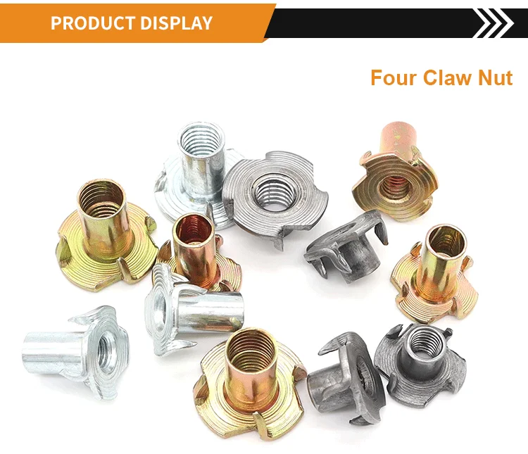 M5 Tee Nut Four Claws Speaker Nut 4 Pronged Zinc Plated Cold Heading