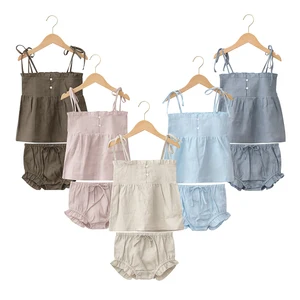 High Quality Custom Color Children 2-Piece Sleeveless Tops Slip Design Sweet Summer Infant Girls Set