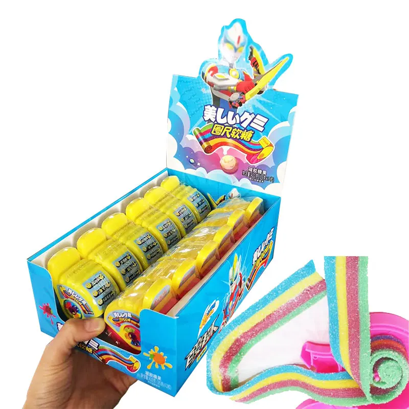 Halal Sour Sweet Candy Strips Rainbow Gummy Bulk Super Sour Belts Candy