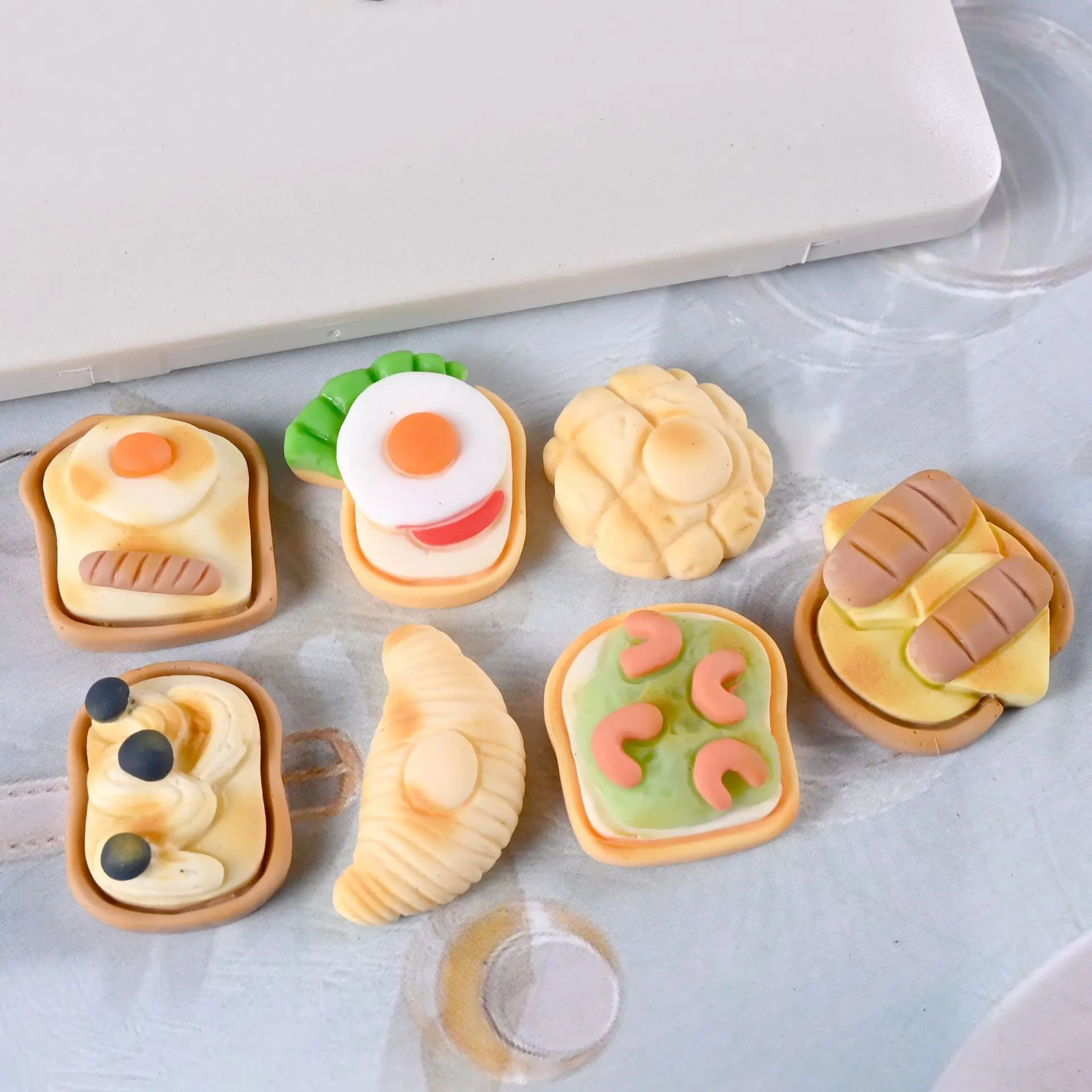 Microlandscape Simulation Croissant Pineapple Bun Food Resin Charms for Decoration