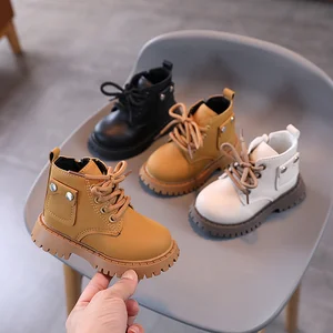 British Styles Warm Kids Shoes Wholesale Fashion Soft Children Ankle Boots Zipper New Design Rubber Pu Leather Baby Booties Boys