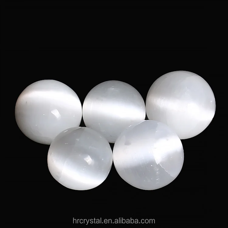 Natural Reiki Gemstone Polished Translucent White Selenite Crystal Ball ...