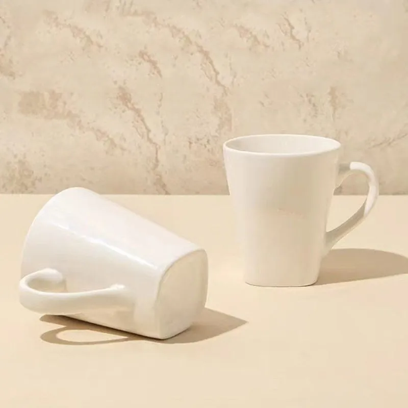 New Bone China Square Bottom Ceramic Cup 250ml Gift V-shaped Mug Wholesale Creative Advertising Mugs