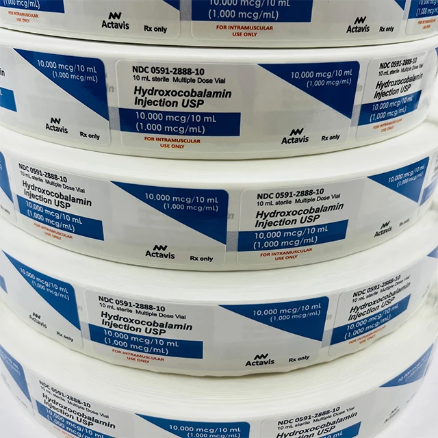 Custom production pharmaceutical company 10ml injection oil glass amber vial packaging label