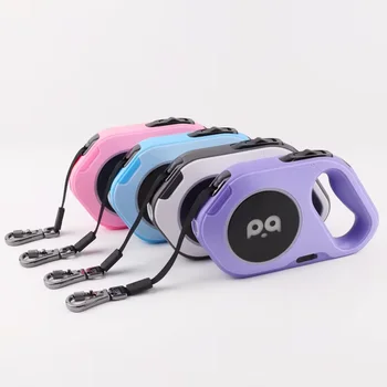 Dropshipping Custom Luxury Personalized Round Shape Automatic Led Light Dog Retractable Leash With Usb Charge