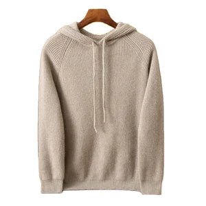 High Quality Men's 100% Cashmere Anti-Pilling Quick Dry Breathable Pullover Hoodie Sweater Custom Streetwear Winter