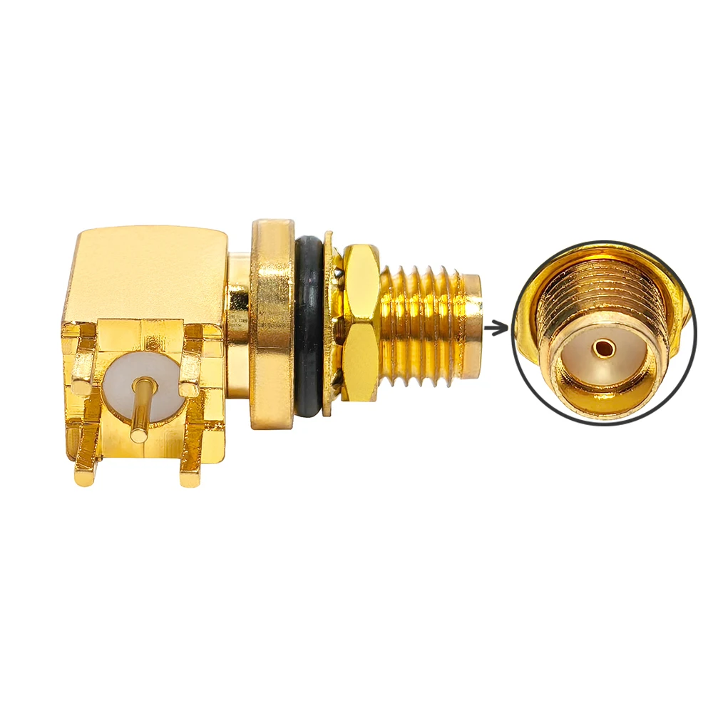  Manufacturer Gold Plated Right Angle  Female Jack Bulkhead Edge for PCB Panel Mount Cable Connector