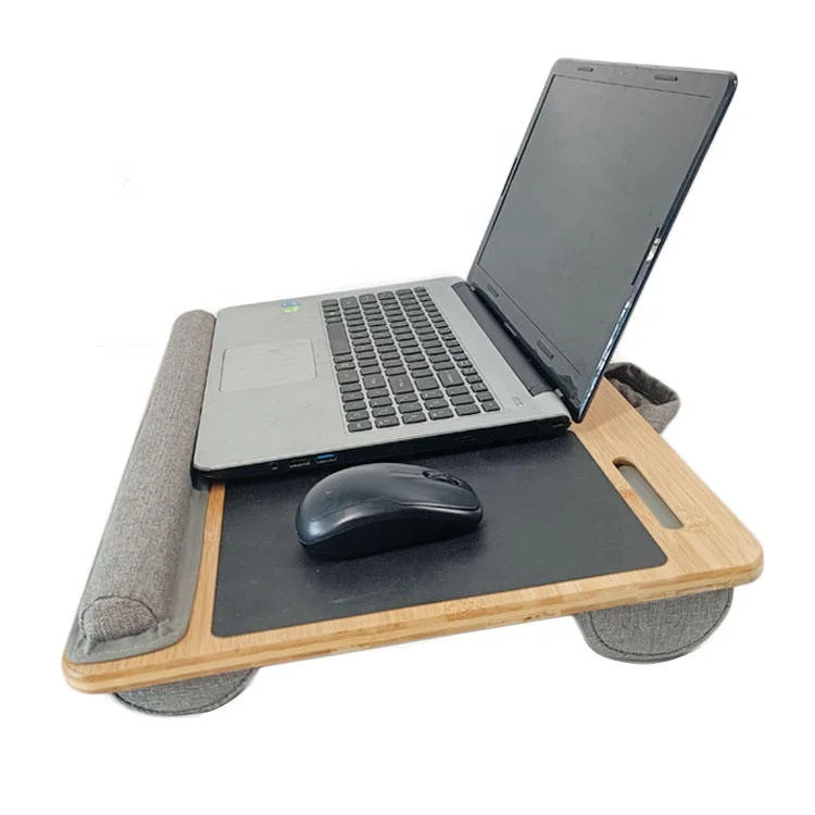 Passen Sie tragbare Bambus-Scho-Tisch-Holz-Laptop-Schreibtisch  Multifunktions-Laptop-Stnder-Tablett-Mauspad mit Kissen