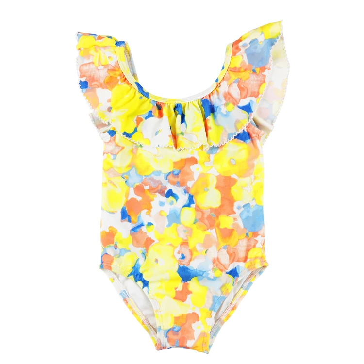 Summer Little Girl Thong One Piece Swimsuit Girls Floral Swimwear Baby ...
