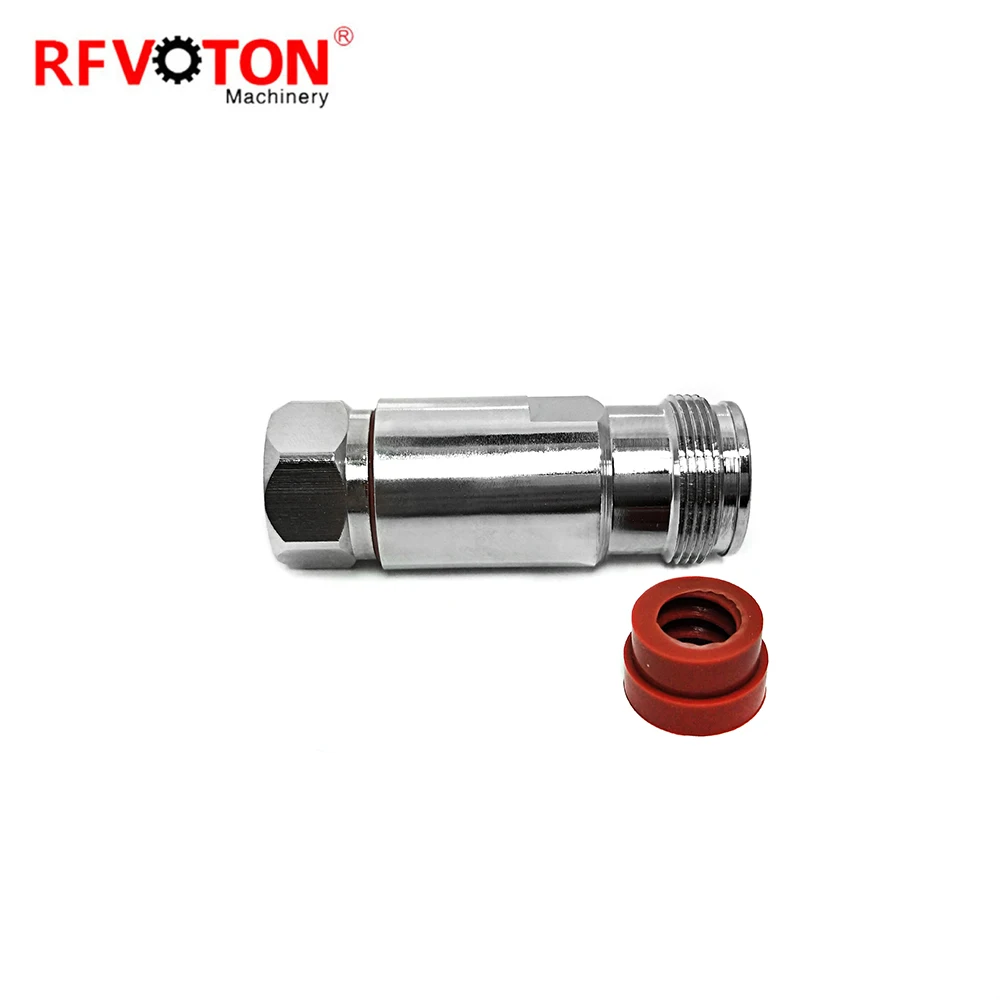 RF connector 4.3-10 type female jack straight clamp for 1-2 super flexible RF coaxial cable plug factory