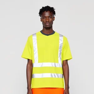 High Visibility Safety T-Shirt Reflective Work Shirt for Men Short Sleeve Breathable Hi Vis Construction Uniform