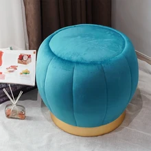 Customized Living Room Stool Velvet Round Pouf Ottoman Bedside Ottoman Space Saving Chair with Ottoman