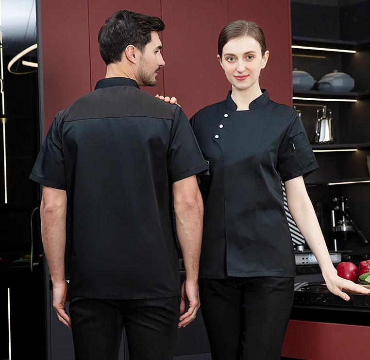 Absorbent Chef Uniform Short Sleeve Shirt Waterproof Kitchen Workwear Coat for Men Breathable Mesh Chef Jacket Uniforms
