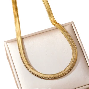 MW New Chain Gold Plated Butterfly Heart Pendant  Necklace Women's 18K Gold Plated Thick Snake Chain Stainless Steel Necklace