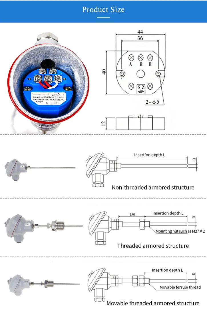 Rpd Sensor K Type Temperature Sensor Thermocouple Type N E T J S R B Temperature Transmitter