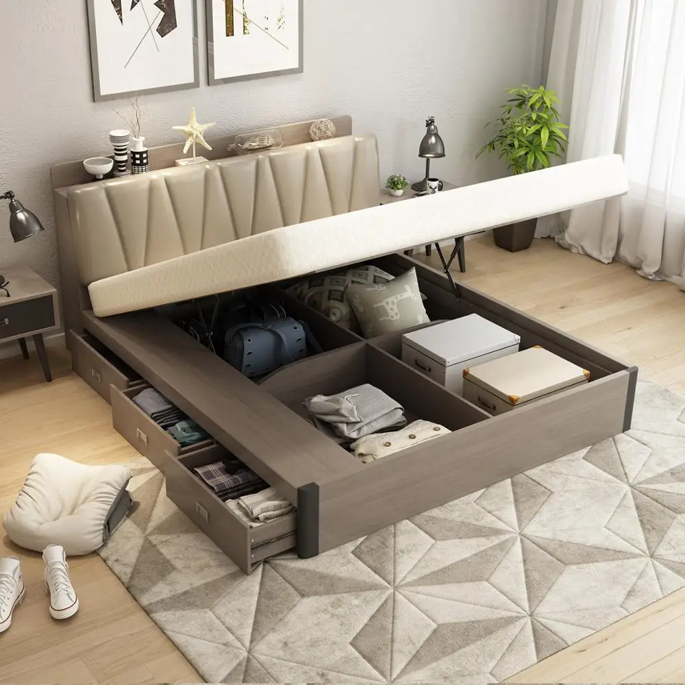 Wood Furniture Double King Size Bed With Storage Designs Wooden Beds