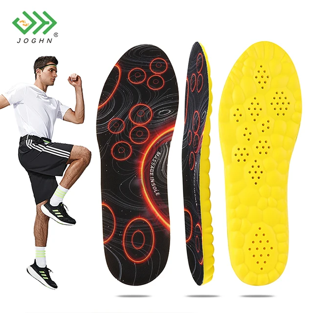 JOGHN Absorb Sweat Thick Pu Sport Running Sportsman Tennis Custom Shoe Insoles Flat Feet Insoles Soft Insole