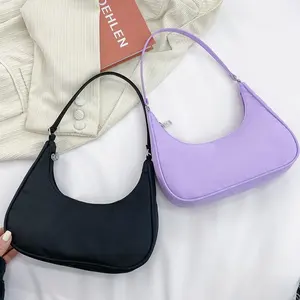 2021 New Korean Zipper Handbags Fresh Nylon Printed Soild Color Underarm Bag Handbag for Women Luxury