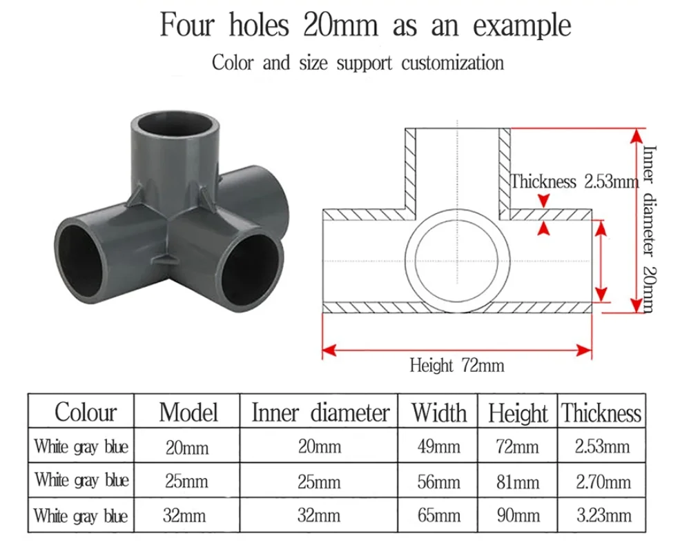 Pvc Three-dimensional Right Angle Tee Three-dimensional