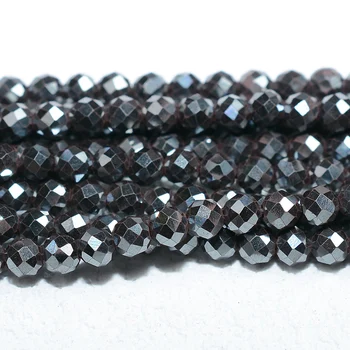 Natural Hematite Faceted Round Beads 3.3mm
