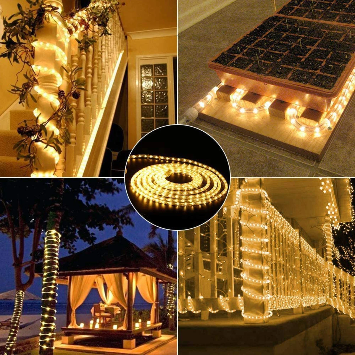 24ft RGB LED Rope Light IP65 Waterproof Any-Bendable Water Pipe Lamp Outdoor for Swimming Pool Linear Atmosphere