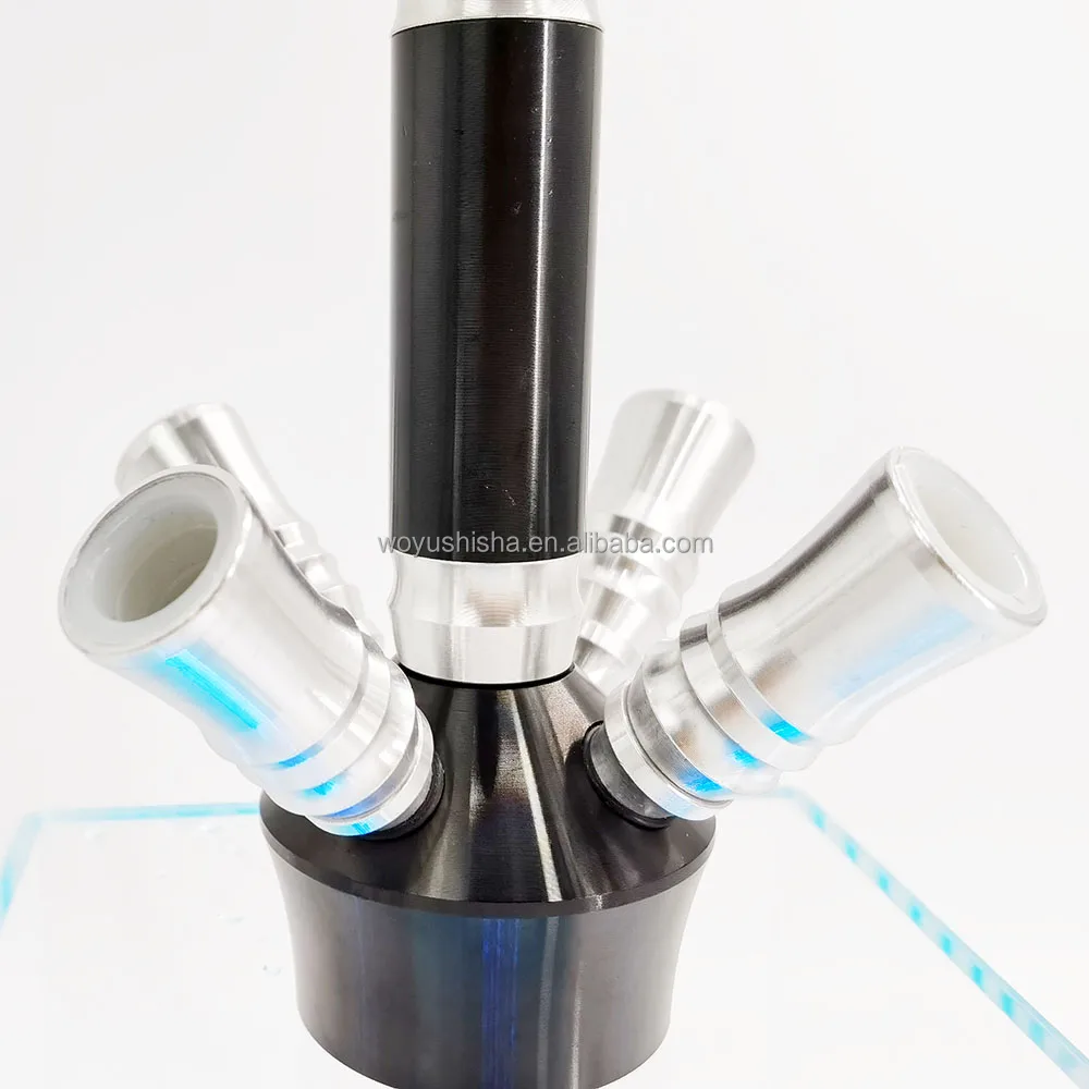 Multi Hose Smoking 4 Pipes Shisha Pot Square Box Led Acrylic Hookah