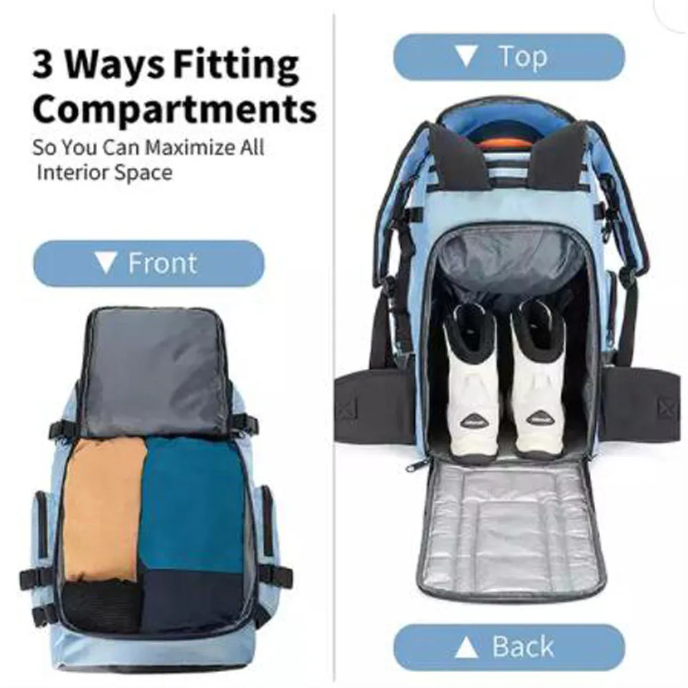 50l Large Capacity Waterresistant Travel Ski Snowboard Boot And Helmet