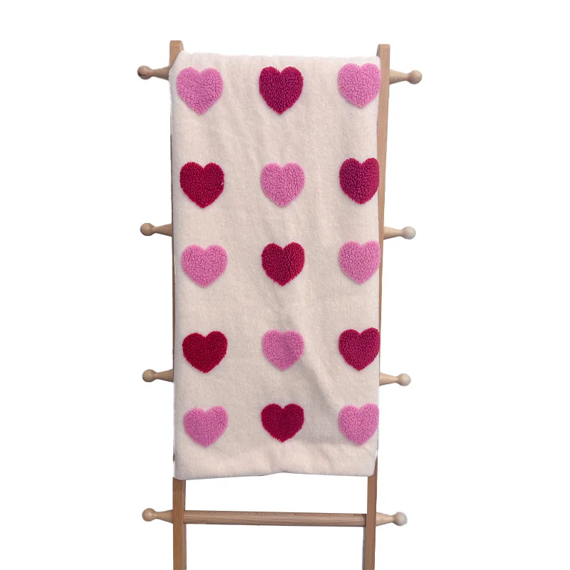 Stok Ada Selimut Nap PIink Super Lembut Hangat Bentuk Hati Cinta Hadiah untuk Katil Sofa Musim Sejuk