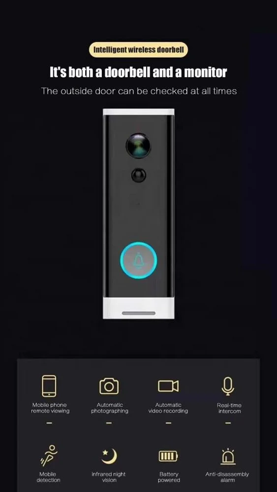 
Дверной видеозвонок с инфракрасным ночным видением, 32 ГБ, TF-карта 