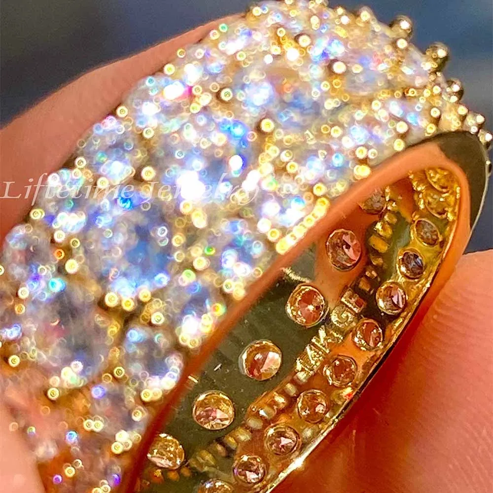 Fashion Selling Hiphop Luxury 18k Gold Plated Unisex Iced Out Cz Royal Lab Diamond Ring