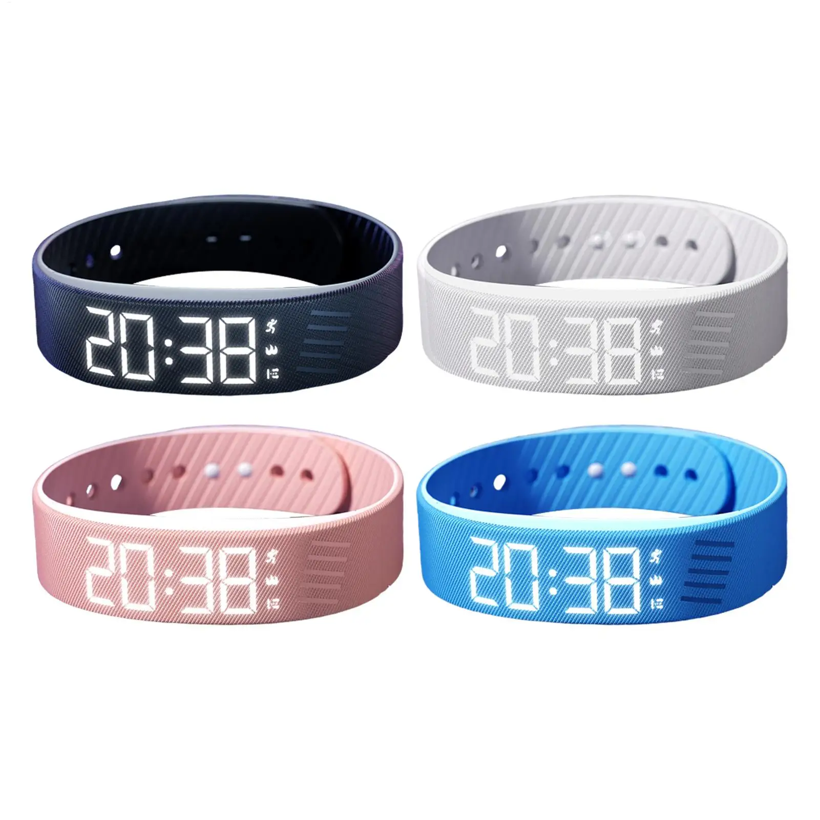 OLED Digital Alarm Watch Sleep Tracker Silent Vibration Activity Tracker IP65 Waterproof Silicone Band 5-10 Days Battery Life