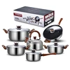 wood pattern handle-non-stick pan-12pieces set