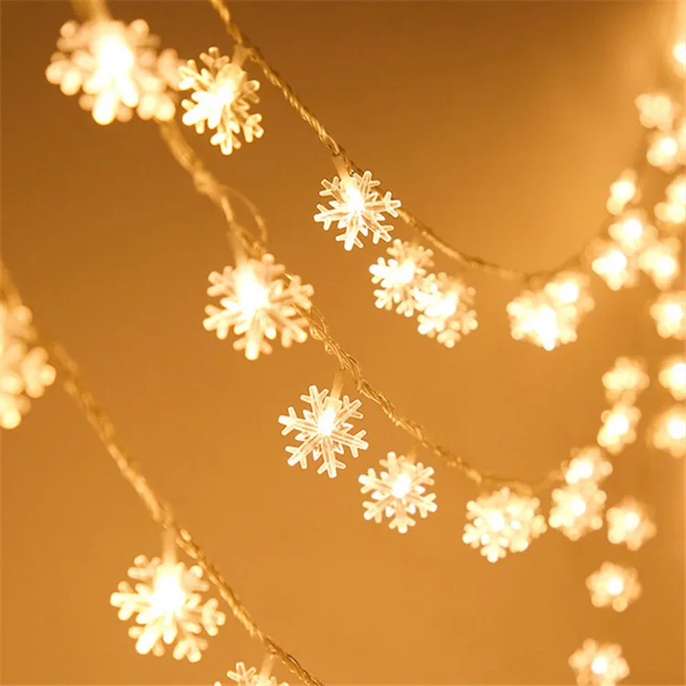 Battery Operated Fairy Led Snowflake String Light for Christmas Tree Wedding Home Indoor Decoration Navidad for Kids Gifts