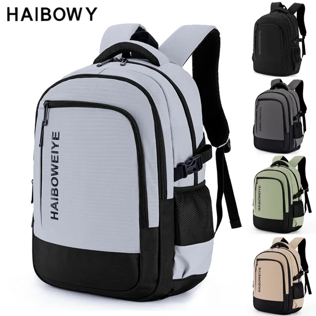 HAIBOWY Customized Unisex School Backpack Large Capacity High Quality Simple Fashion Lightweight Waterproof Zipper Fabric Letter