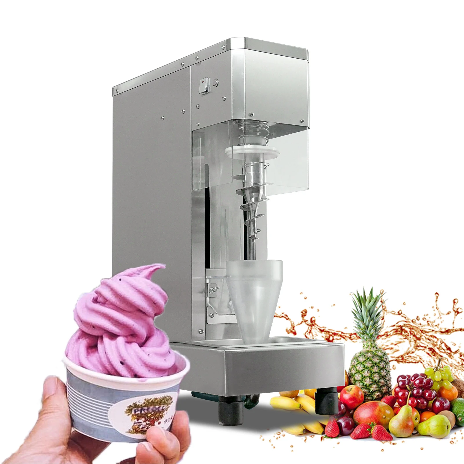 VEVOR 800W Electric Ice Cream Mixer Machine, 110V Ice Cream Blender,  10-Speed Levels Adjustable, Soft Serve Ice Cream Machine w/Splash-Proof  Bezel, Commercial Ice Cream Make, Includes 3 Hand Cups