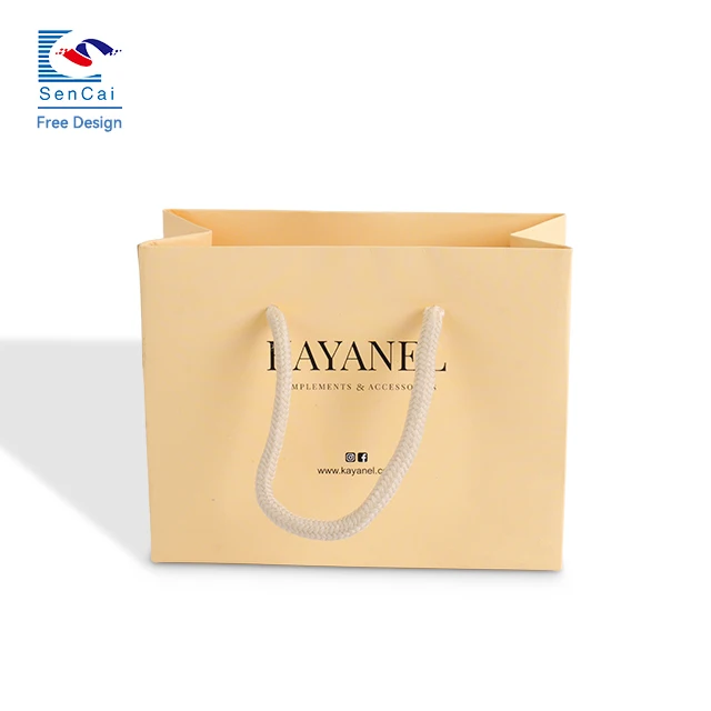 Factory Price Customized Logo Folding Gift Bag Yellow Color Printing Art Paper Bag With Ribbon Handle factory