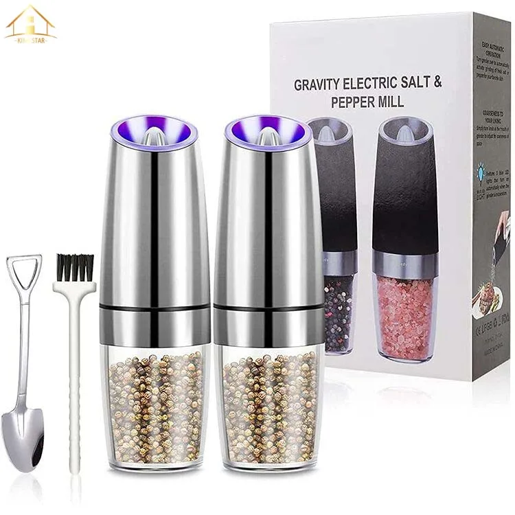 Gravity Salt and Pepper Shakers in Stainless Steel Pepper Grinder