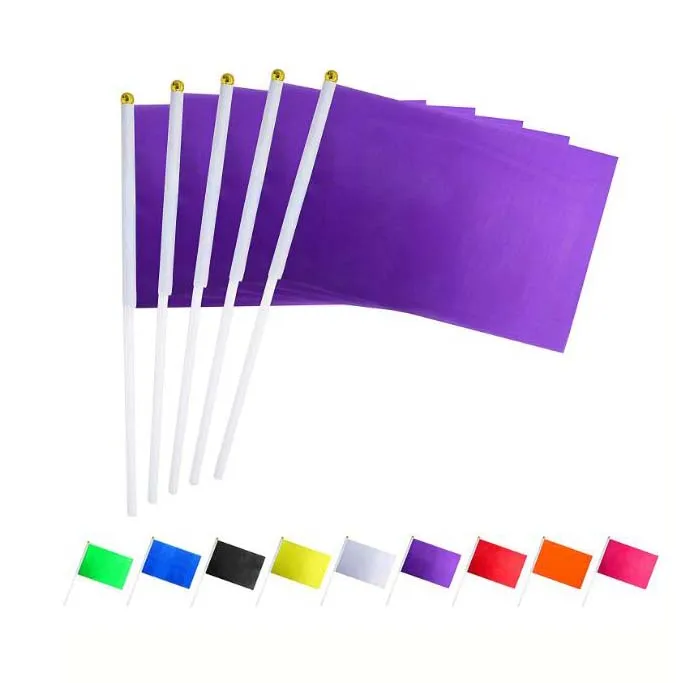 Custom Printed Sublimation Blanks Banner Plain White Hand Flag with Plastic Sticks