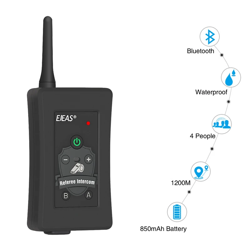 EJEAS 4 PCS walkie talkie with bluetooth headset FBIM suitcase football referee intercom