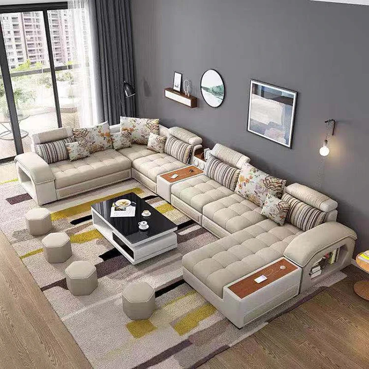 Furniture Customizable and Reconfigurable Seating Couch Sectional Fabric Living Room Rechargeable Sofa Combination Sofa Set