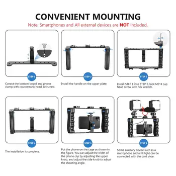 Neewer Aluminum Smartphone Video Rig, Filmmaking Case,Video Stabilizer Grip Tripod Mount for Videomaker Film-Maker Video-grapher product image