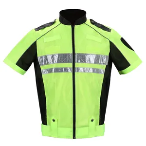 Moto Gear Hi Vis Reflective Safety Clothing Motorcycle Safety Shirt Zipper Front 2 Tones Motorcycle Safety Uniforms