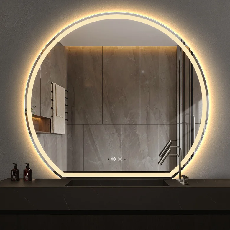 Specchio Da Bagno Asimmetrico Con Luci LED, Specchio Irregolare Da Parete, Specchio Di Vanità Moderno E Intelligente Senza Cornice, Luce Dimmerabile, Sensore A Sfioramento Singolo, IP44 ( Size : 60x80