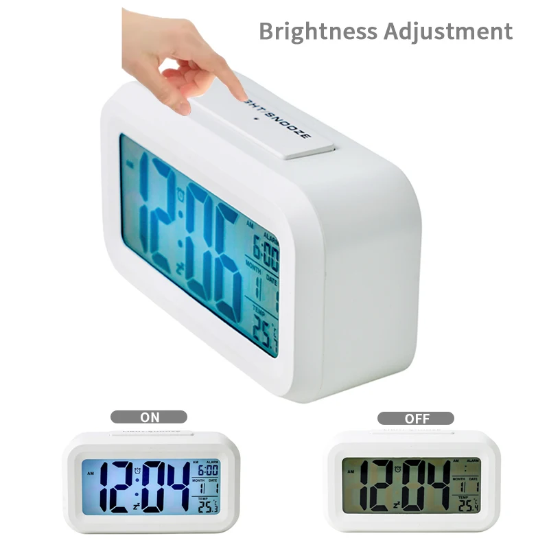Wholesale Electronic Gifts Date Calendar Temperature Snooze Button Battery Operated Rectangle Smart Digital Alarm with Night