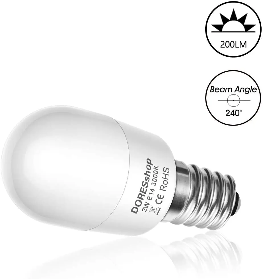 Cool White 6000K Small E14 Fridge Bulb led 2W 10-25W Halogen Bulb Equivalent 