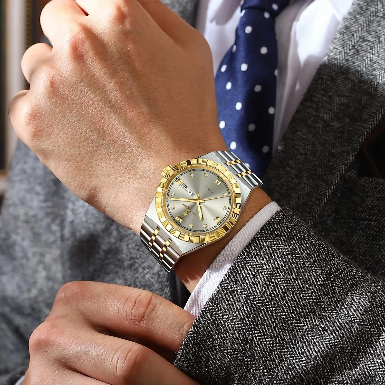 POEDAGAR 872 Week Date Watch Men Life Waterproof Original Diamond Wristwatch Quartz Relo aperçu 2