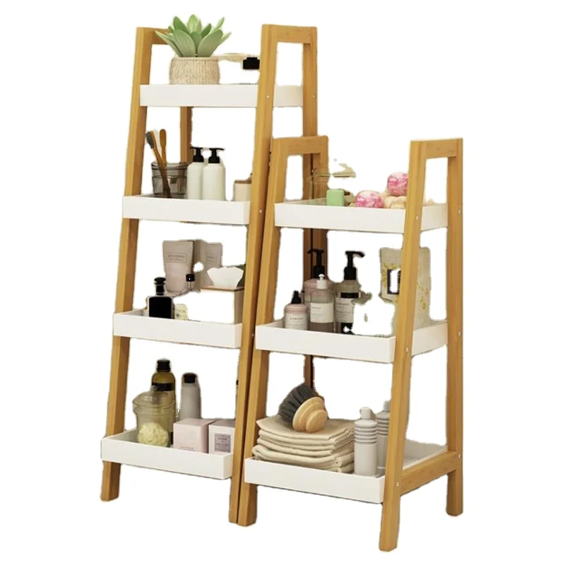Ladder Rack Trapeese A Trapeze Bookcase Bamboo Ladder Bookshelf Bathroom Storage Rack Wood ...
