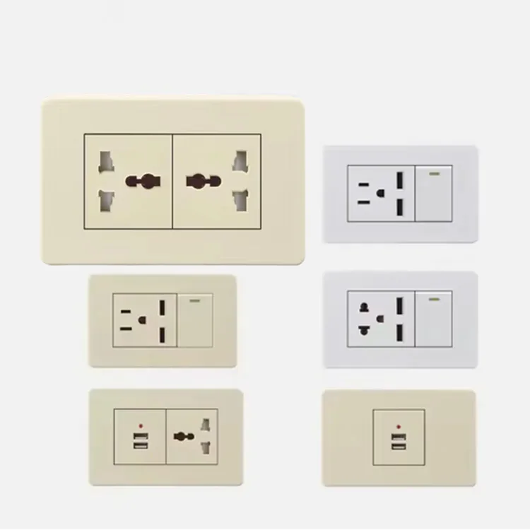 Professional Durable Type 3 Pin Multi-Function Standard US Wall Socket Two Gang